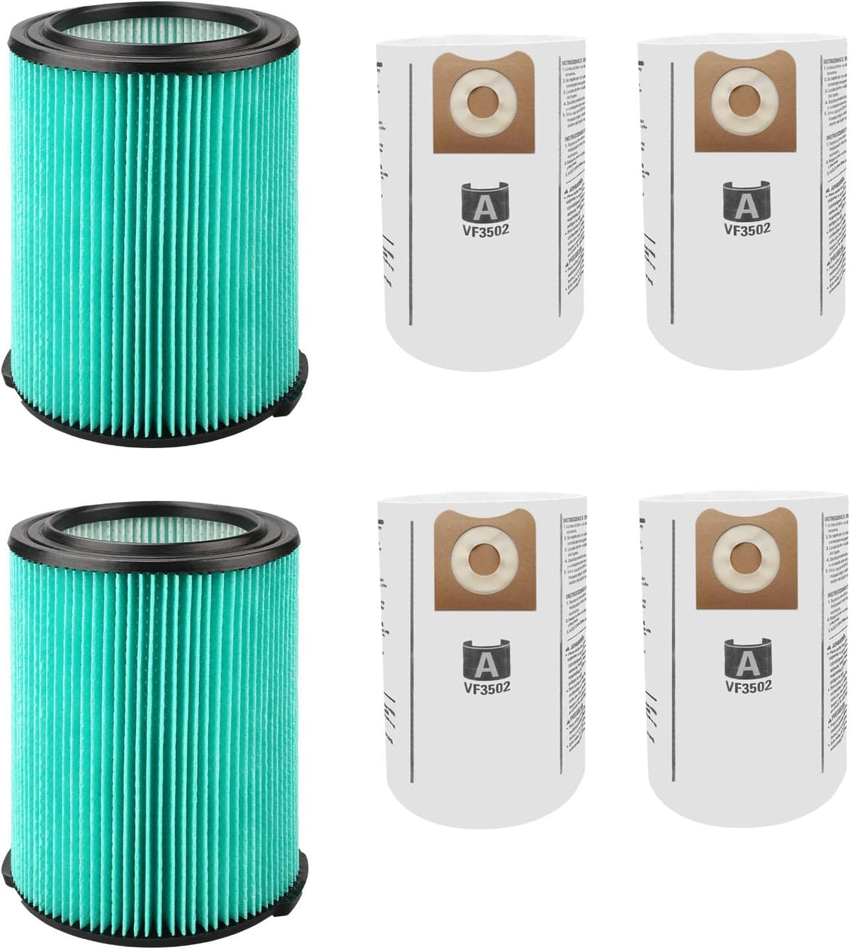 5-Layer Filter for Wet Dry Vac (2 Filters 4 Bags) W189
