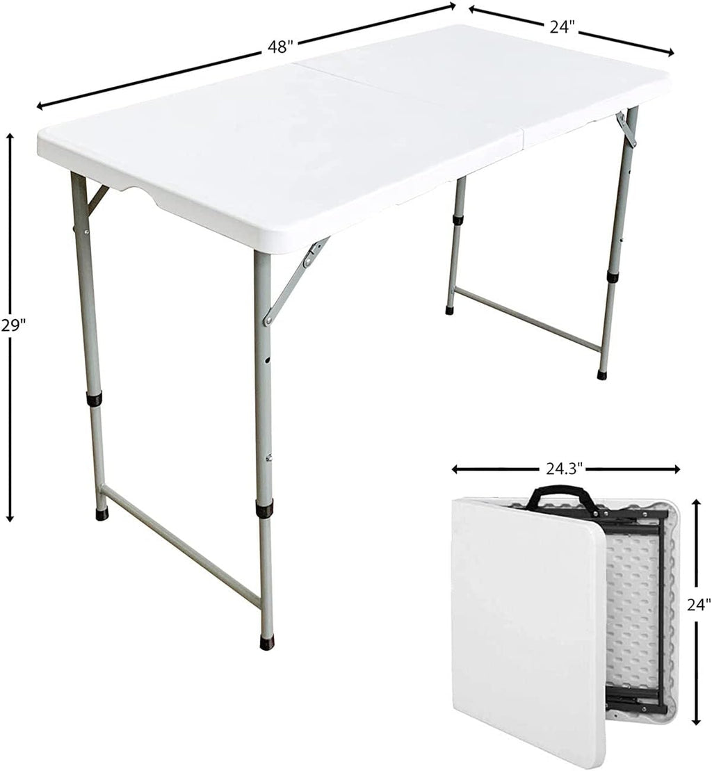 White 4ft Folding Plastic Dining Table with Handle V58075