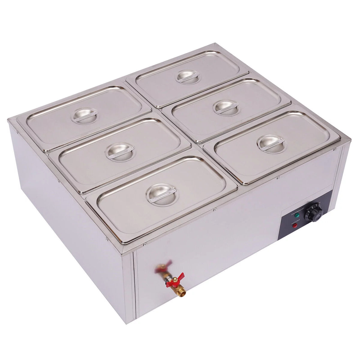 850W 6-Pan Electric Food Warmer with Lid D472