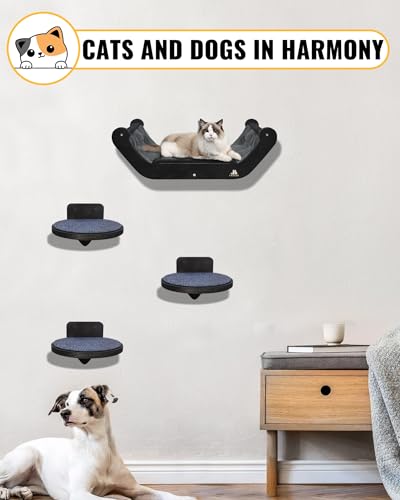 Wooden Cat Wall Shelves with 3 Steps U2439