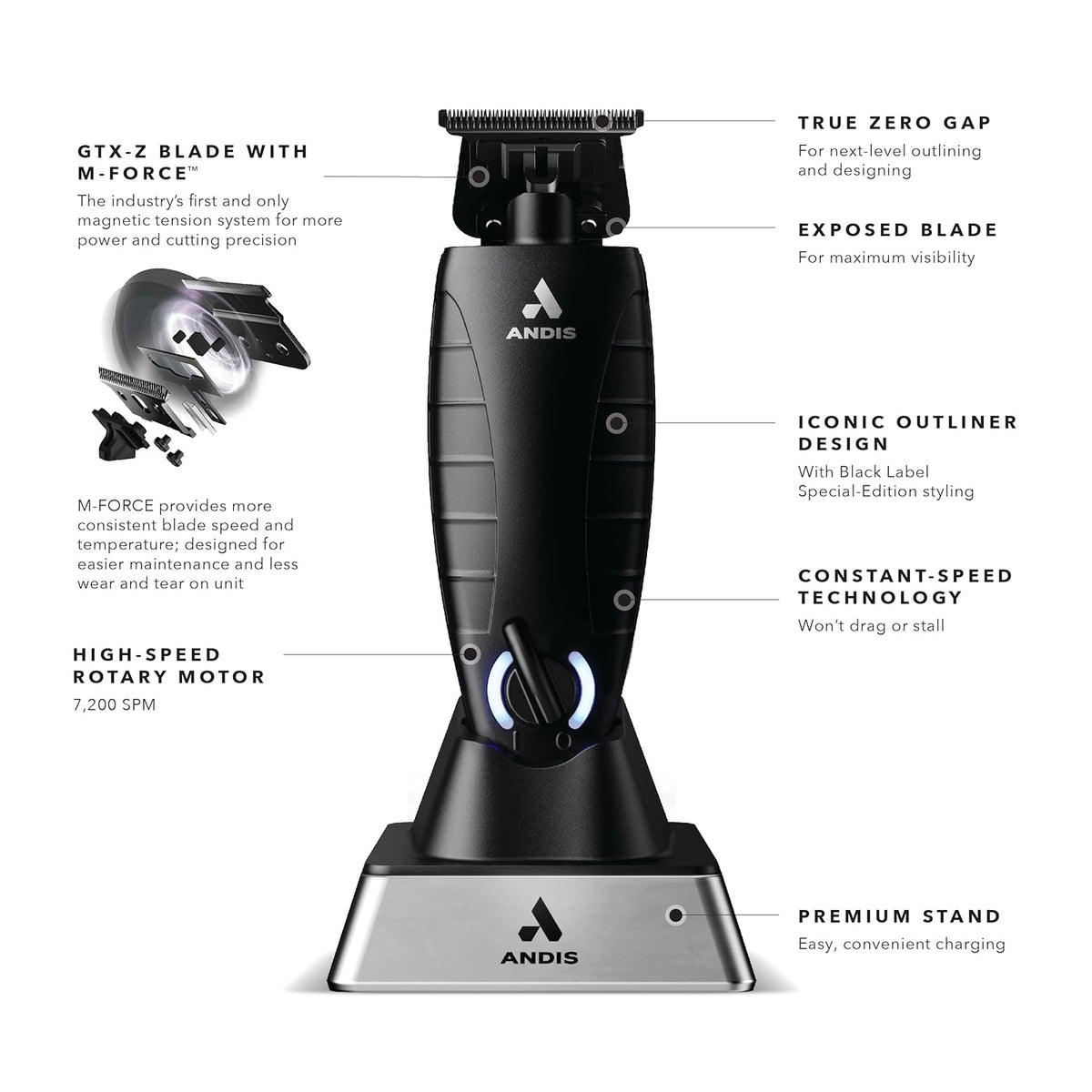 Black Cordless Electric Beard & Hair Trimmer with Charging Stand V746