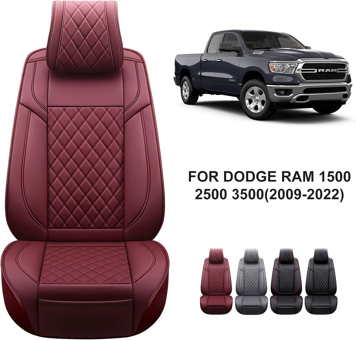 Black Leather Truck Seat Covers Full Set O20585