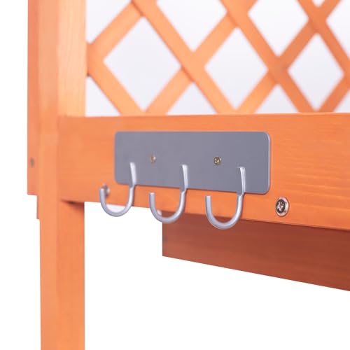 Outdoor Wooden Potting Bench with Metal Tabletop Y33596