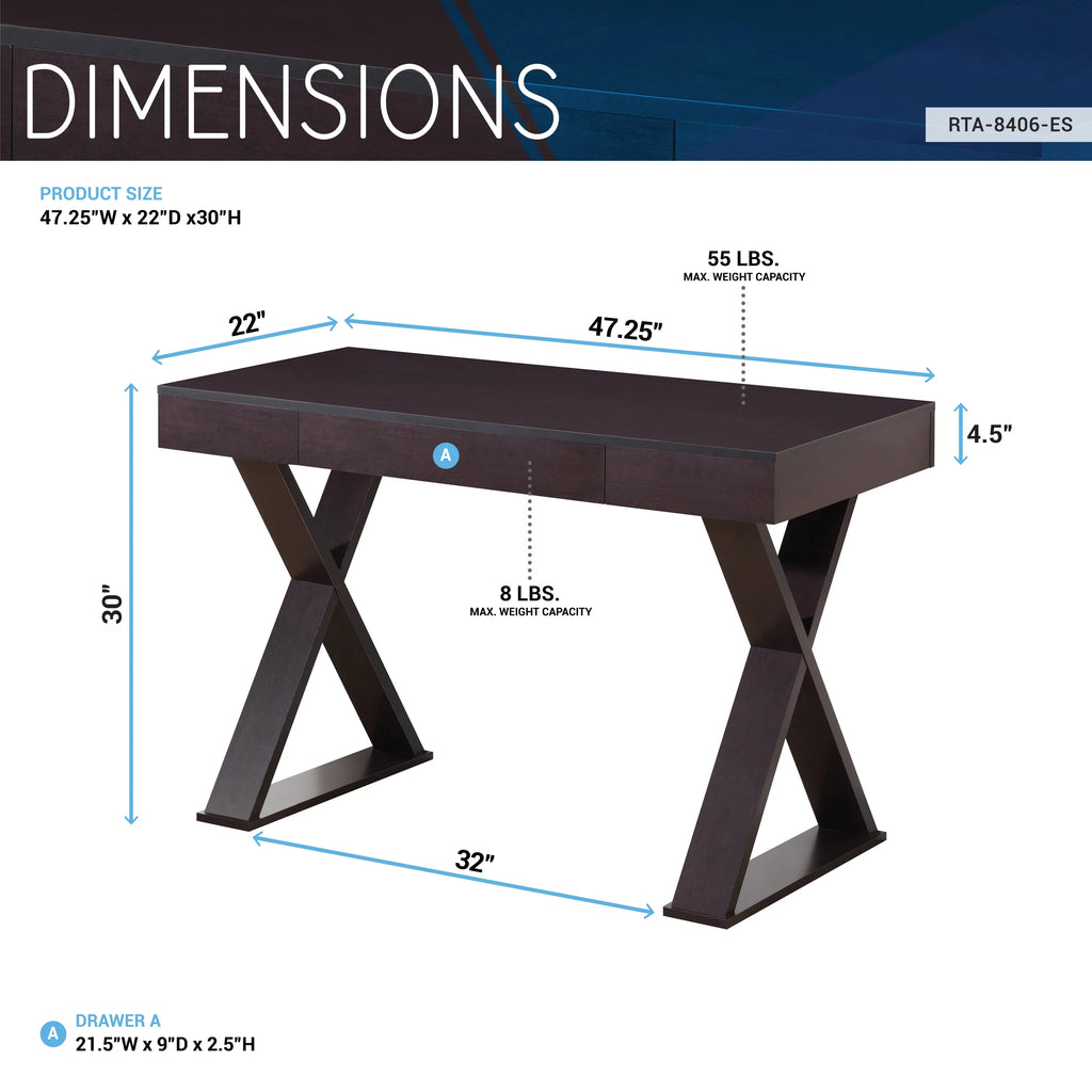 Black Wood Writing Desk with Drawers T220192