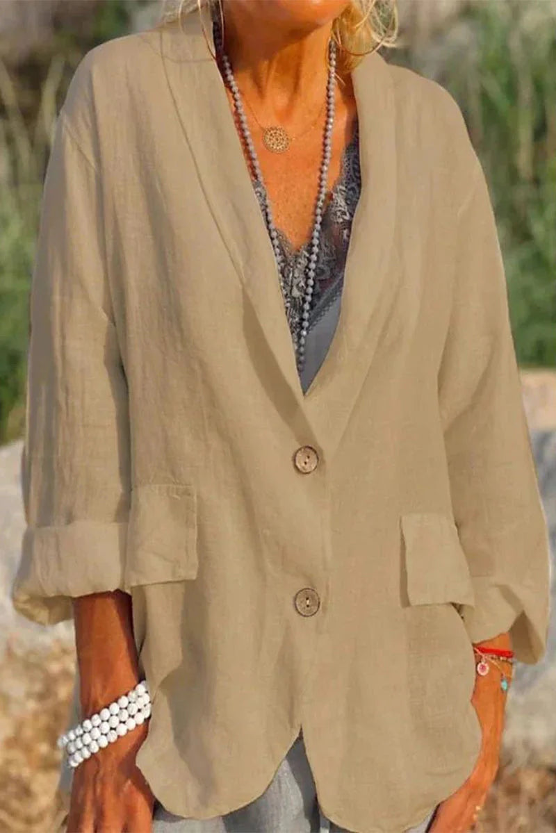 Solid Turn-back Collar Outerwear D430