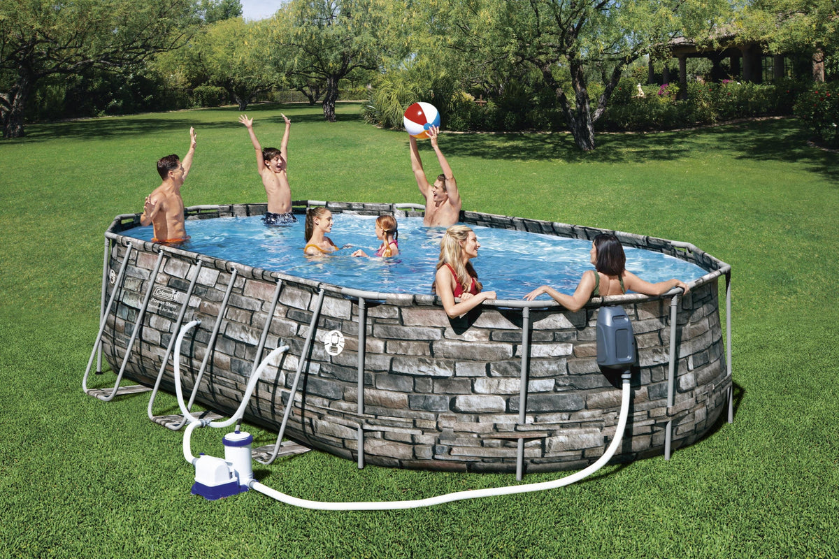 Coleman 20' Power Steel Comfort Jet Oval 48 Deep Metal Frame Above Ground Pool D3089