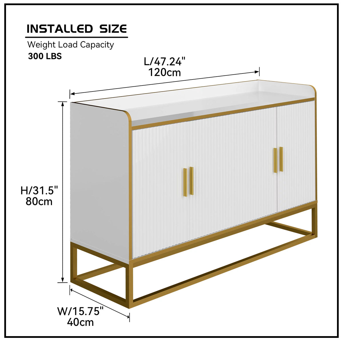 White Gloss Storage Cabinet with Metal Legs E5849
