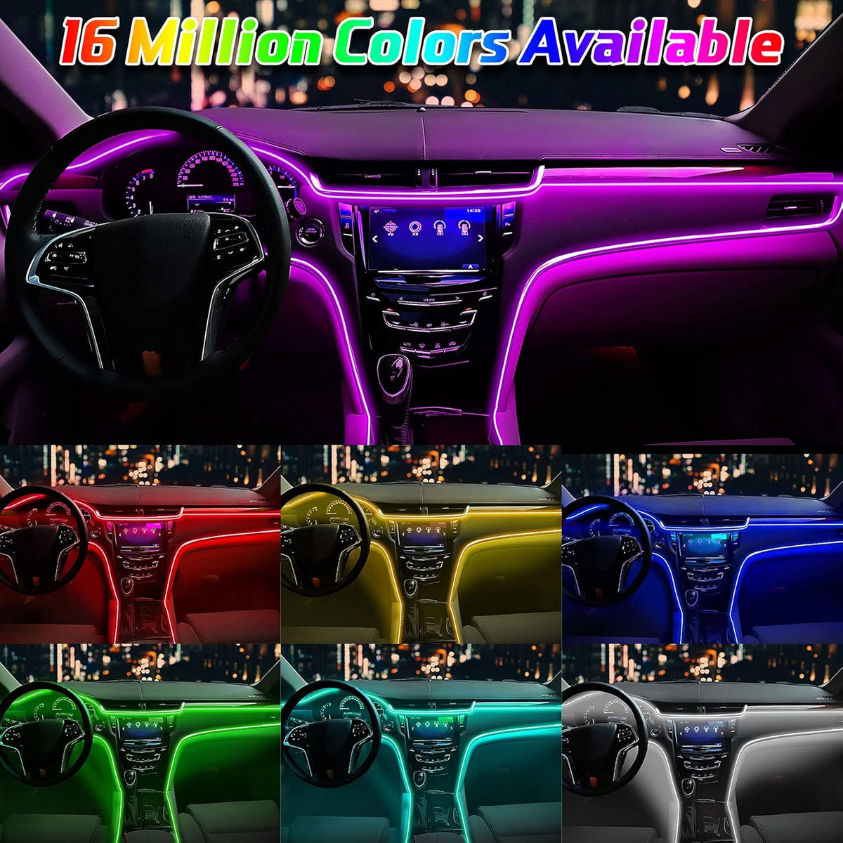 6 in 1 Car LED Strip Lights with Remote and APP Control X73099
