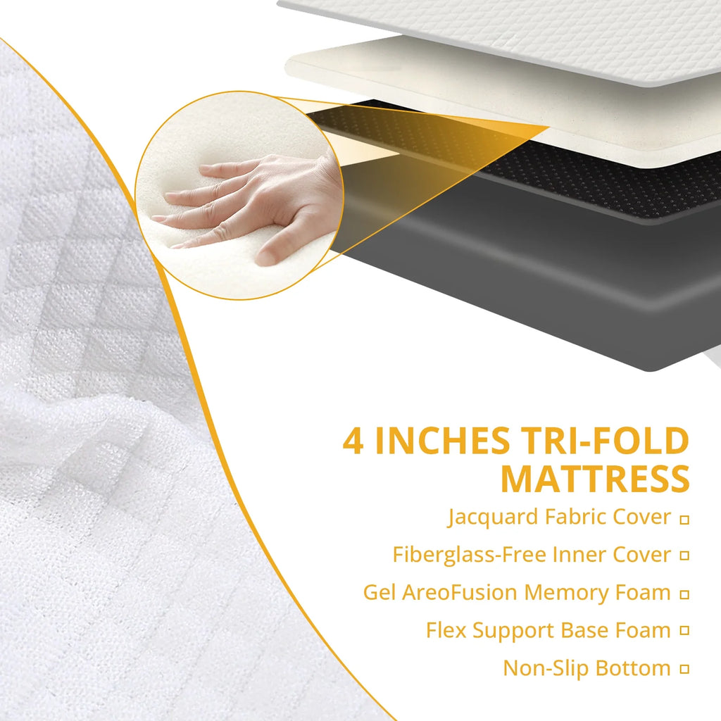 Folding Twin Size Memory Foam Mattress with Cover W467473