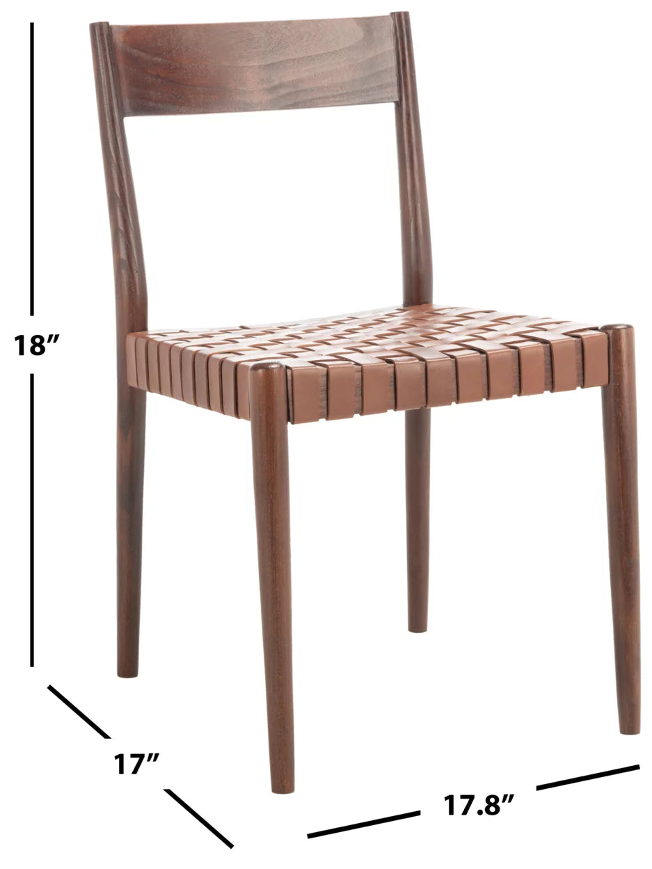 Cognac Brown Leather Dining Chair Set of 2 U3064