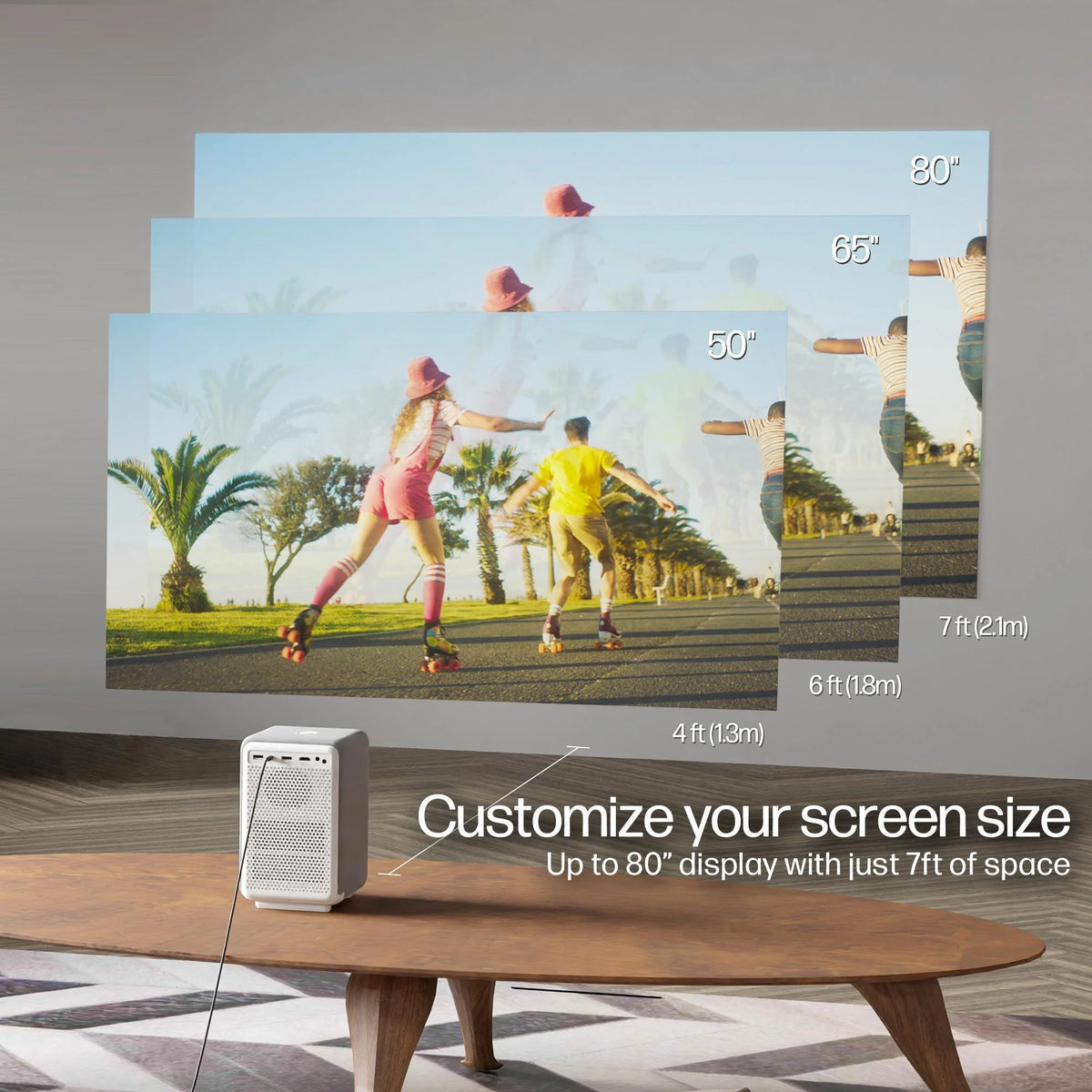 FHD LCD LED Projector with Streaming Player and 84 Projection Screen J254