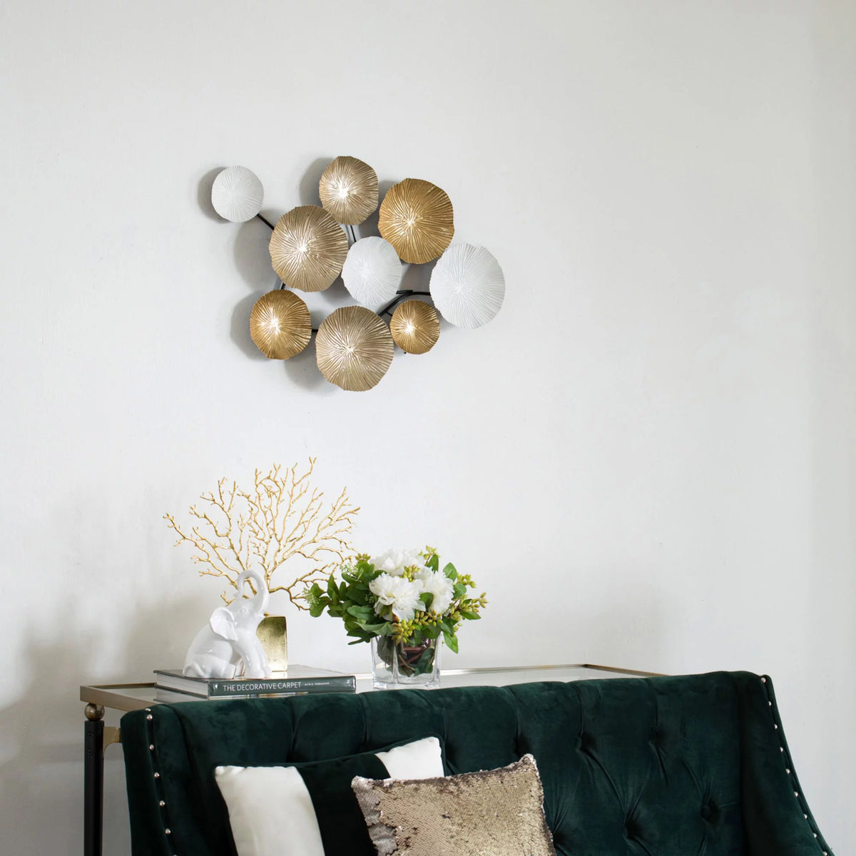 Antique Gold and White Small Wall Accent O324
