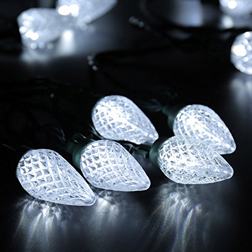 Cool White 16FT 25 LED Faceted Christmas Lights L31103