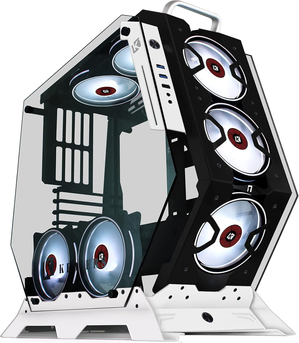ATX Tower Tempered Glass Gaming PC Case with 7 RGB Fans E2802
