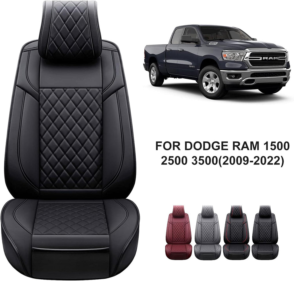 Black Leather Truck Seat Covers Full Set O20585