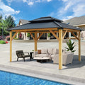 11’x13’ Outdoor Wooden Gazebo with Double Vented Roof P467513