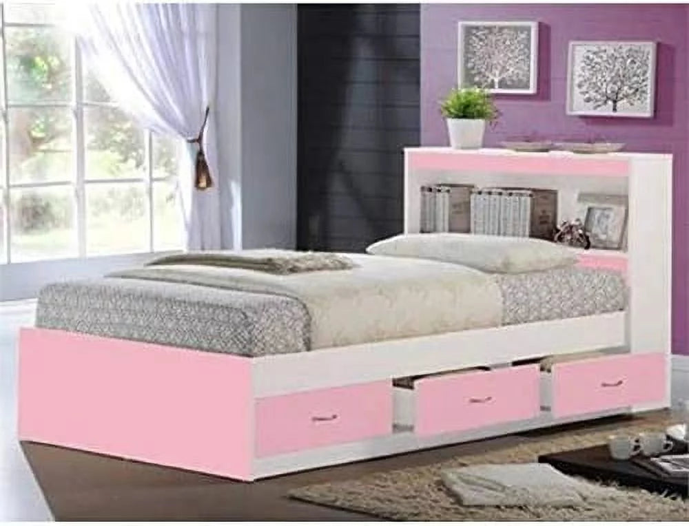Black Twin-Size Captain Bed with 3 Drawers and Headboard Z1196