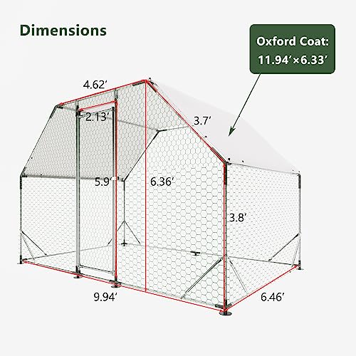 Large Metal Chicken Coop Run with Cover E2114