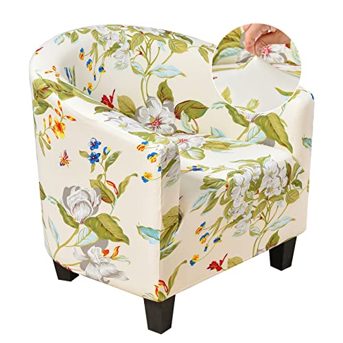 White Geometric Stretch Club Chair Slipcover M191