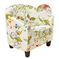 White Geometric Stretch Club Chair Slipcover M191