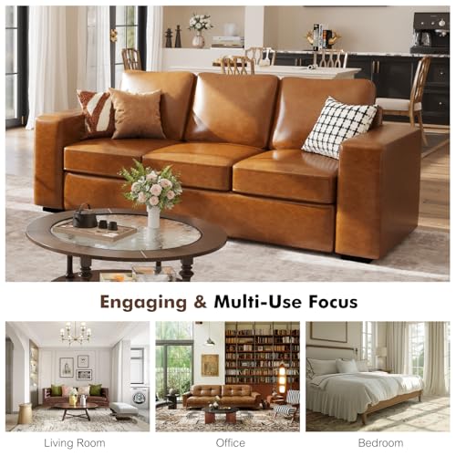 Brown Faux Leather 3 Seater Sofa Set of 2 O9969