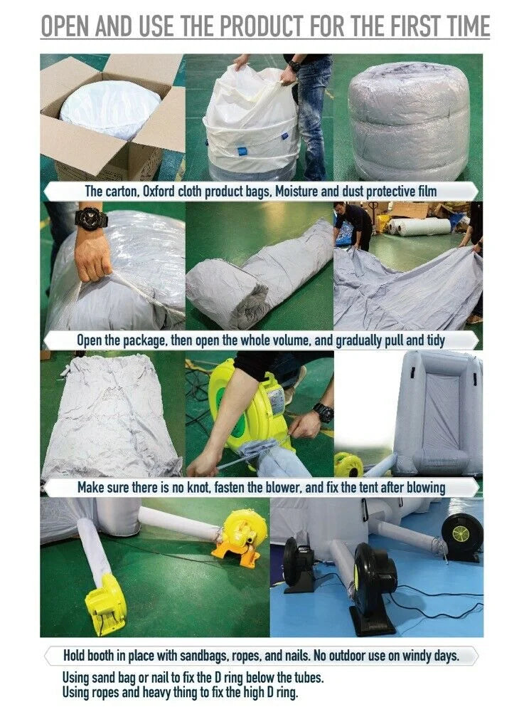 Inflatable Paint Booth 39x16x13Ft with Blowers Car Painting Tent T9408
