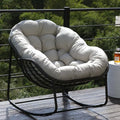 Beige Oversized Wicker Rocking Chair with Cushion D95418