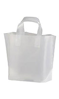 Recycled Clear Frosted Plastic Shopping Bags 12 inch x 10 inch x 4 inch Case of 250 I3392