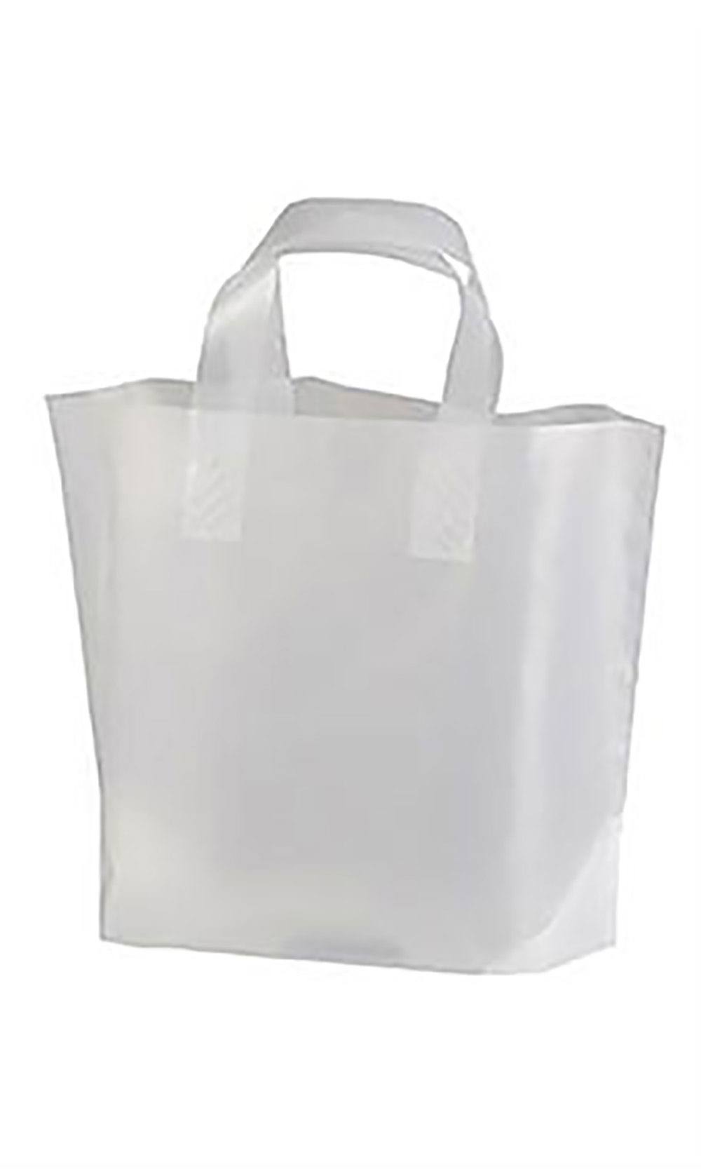 Recycled Clear Frosted Plastic Shopping Bags 12 inch x 10 inch x 4 inch Case of 250 I3392