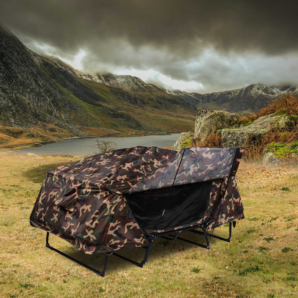 Camouflage Double Tent Cot with Rain Fly Bag L67288