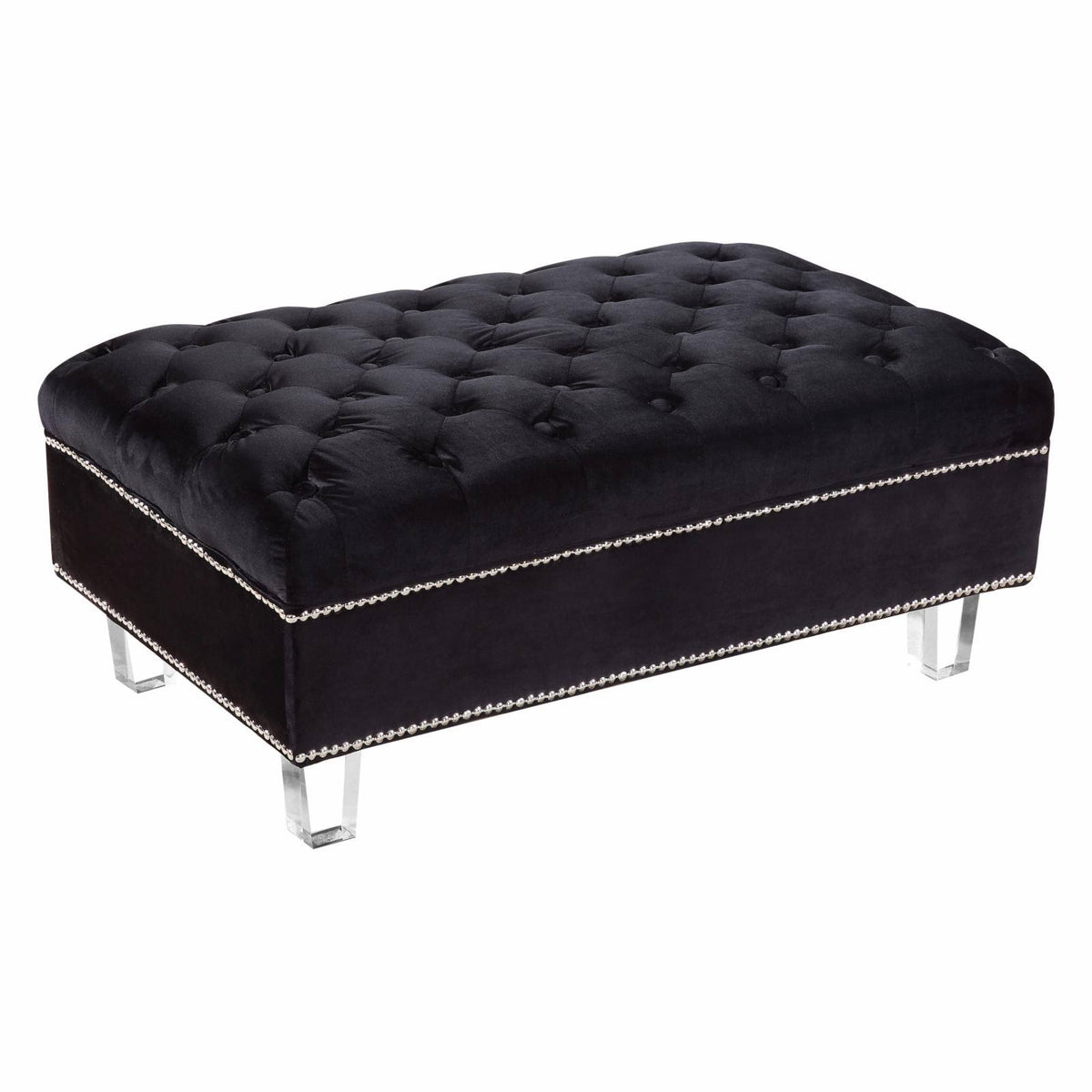 Black Velvet Ottoman Y493161