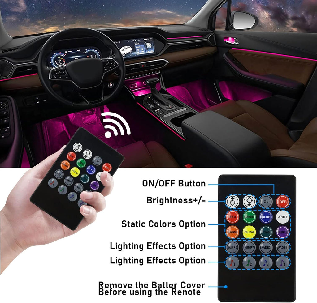 6 in 1 Car LED Strip Lights with Remote and APP Control X73099