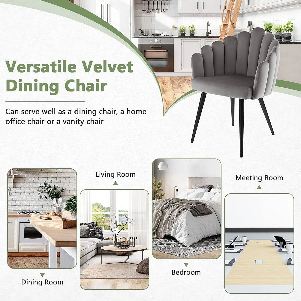 Gray Velvet Accent Dining Chair E265