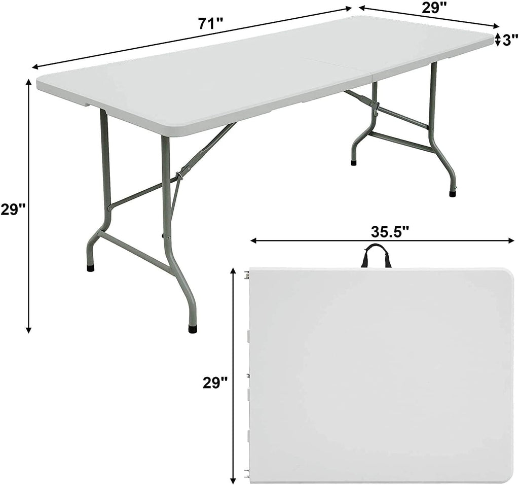 White 4ft Folding Plastic Dining Table with Handle V58075