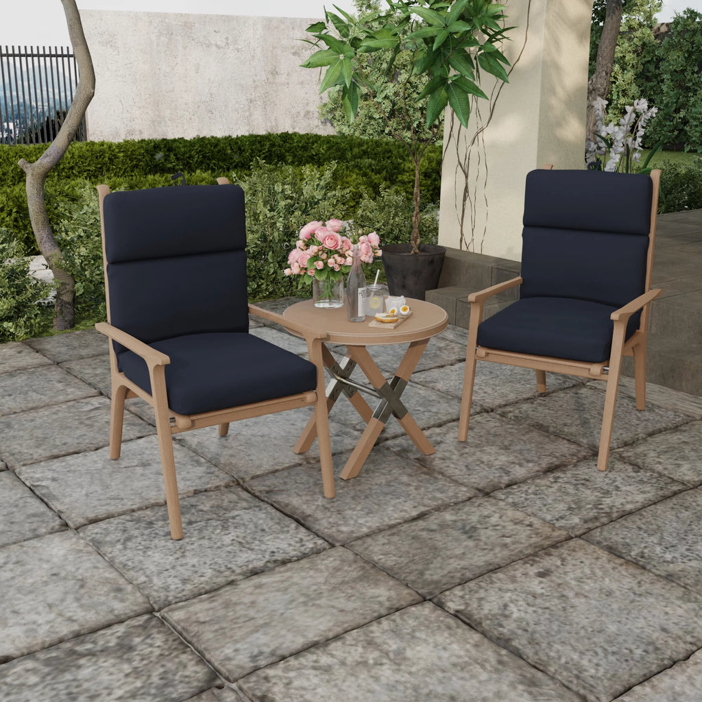 Navy Rectangular Outdoor Chair Cushion with Ties J8087