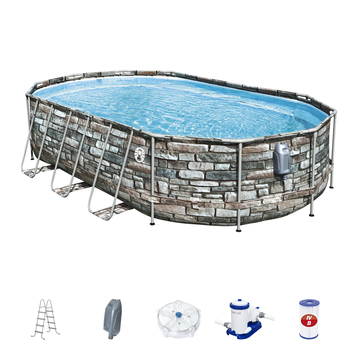 Coleman 20' Power Steel Comfort Jet Oval 48 Deep Metal Frame Above Ground Pool D3089