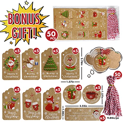 24 Pack Assorted Sizes Kraft Paper Bags with Handles and 50 Tags C48045