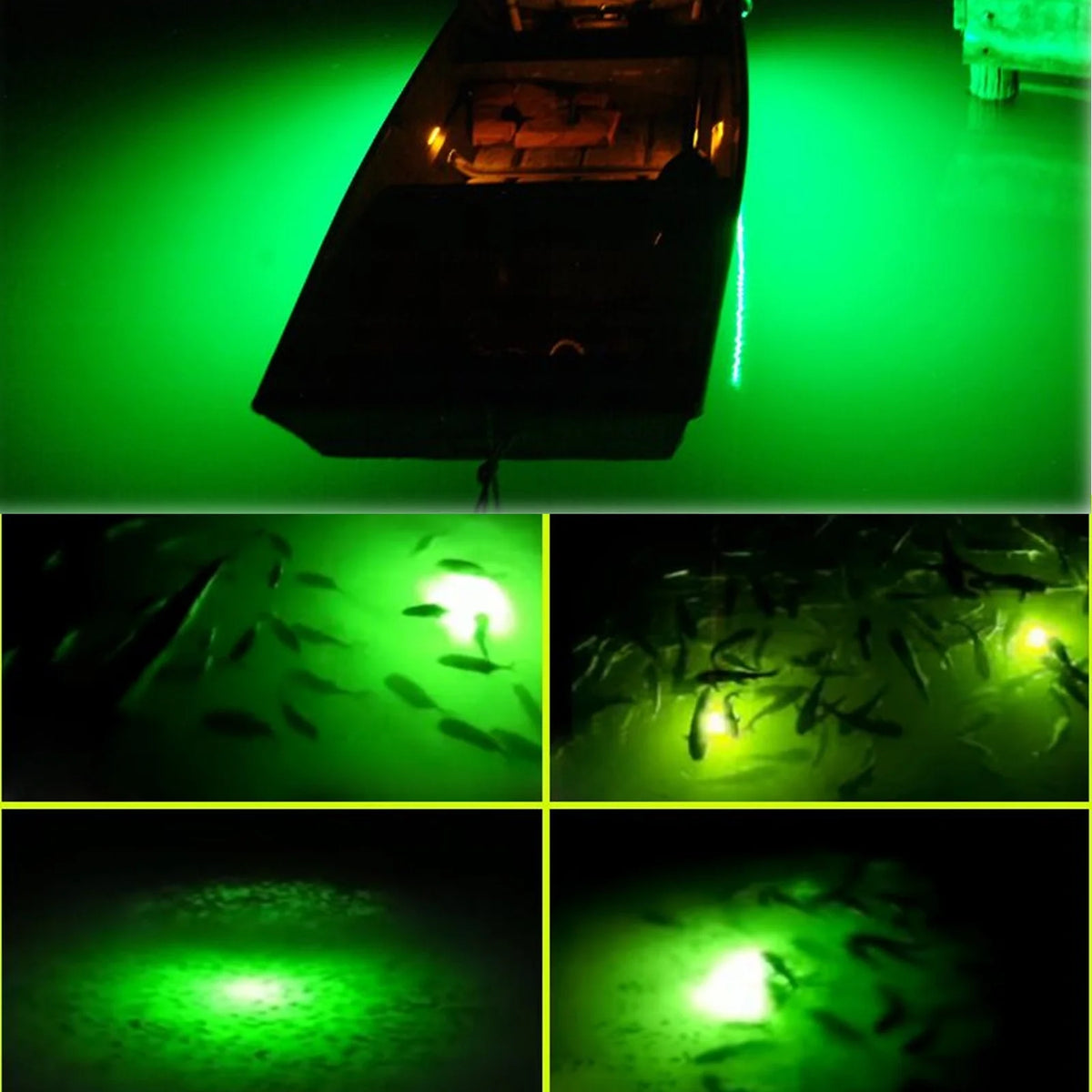 2Pcs Underwater Night Fishing Light, 12V 10.5W 120LED 1000 Lumen Green Submersible Fishing Light Z26877