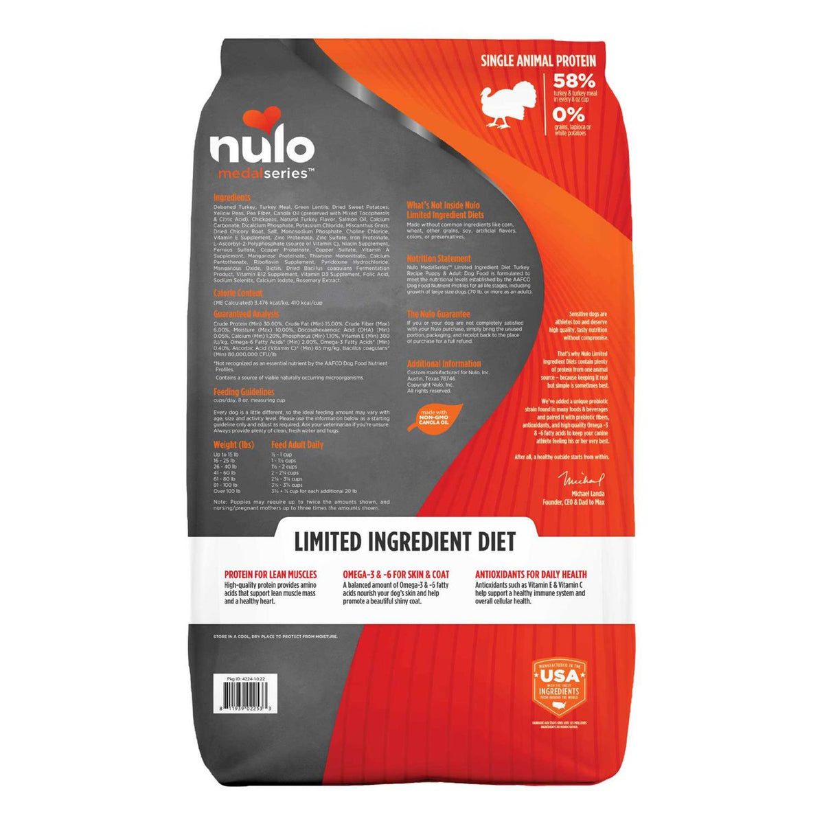 Grain Free Limited Ingredient Turkey Dog Food E630