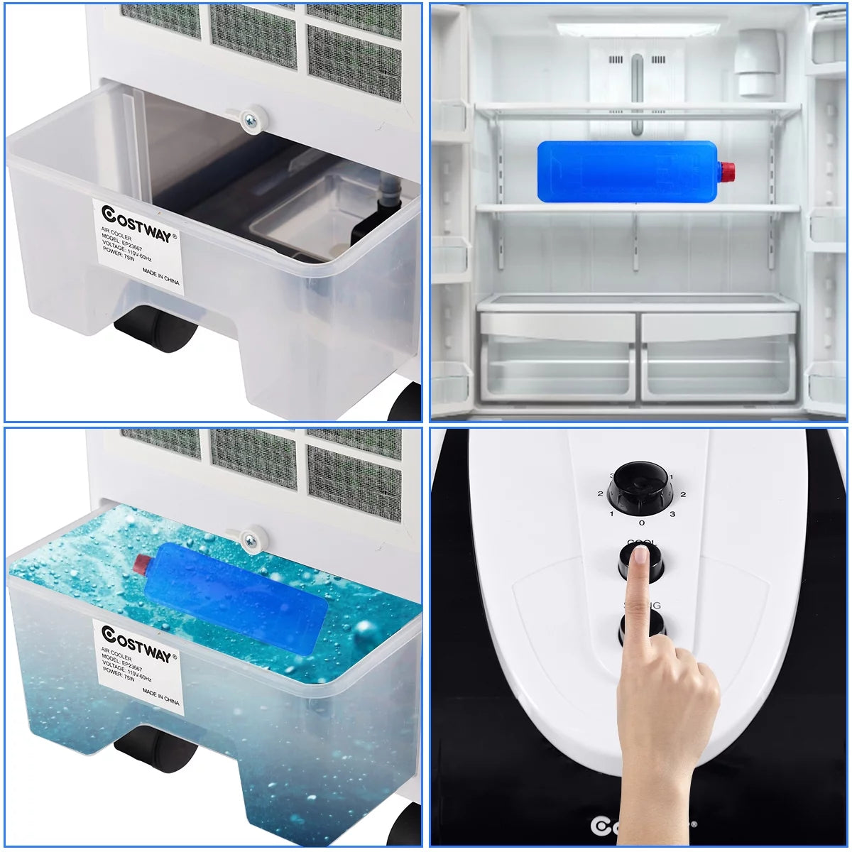 3-in-1 Portable Evaporative Air Cooler Fan Humidifier T9638