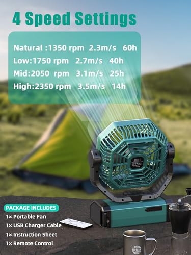 Portable Rechargeable 9-Inch Camping Fan H3452