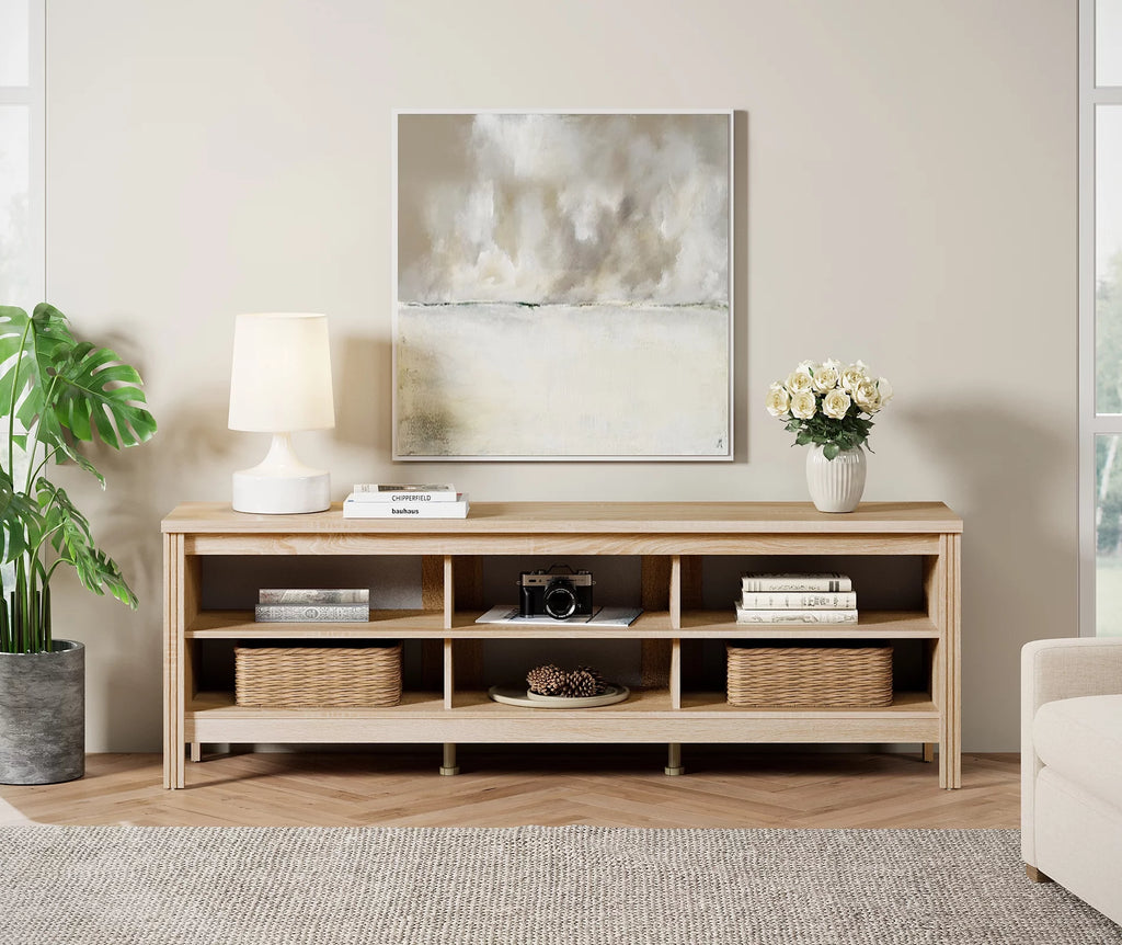 Oak Wood TV Stand for 75 Inch W3269