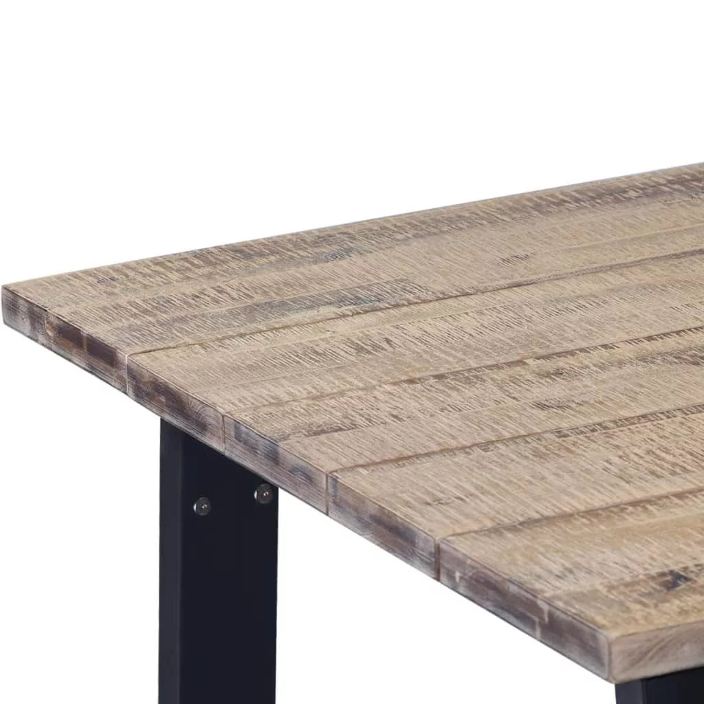 Rustic Acacia Wood Dining Table with Metal Legs J68384