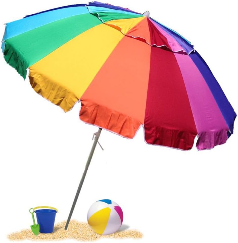 8 Foot Heavy Duty High Wind Beach Umbrella with Sand Anchor & Carrying Bag U968