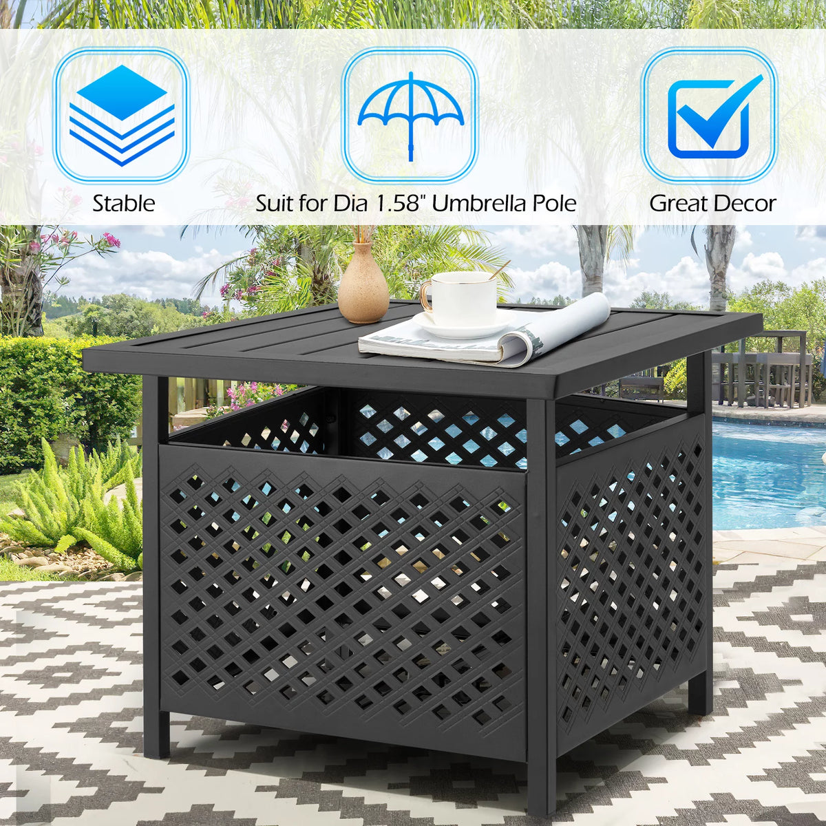 Outdoor Metal Bistro Table with Umbrella Hole N207869