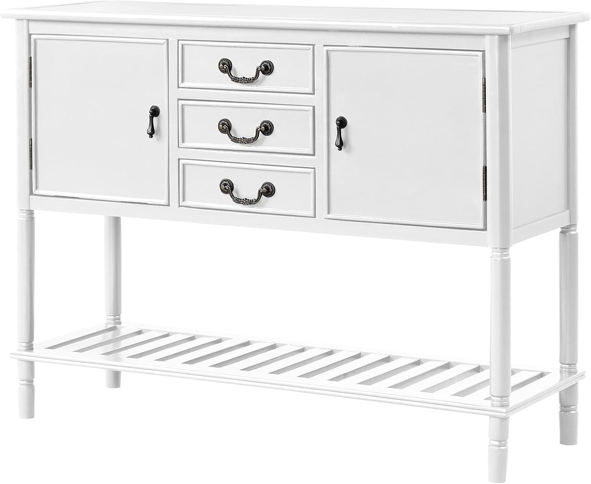 Navy Blue Solid Wood Console Table with 3 Drawers, 2 Cabinet, 1 Shelf U887