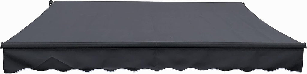 Retractable 16x10 Feet Motorized Black Frame Patio Awning, 100% Polyester Canopy, Blue/White Stripes O763