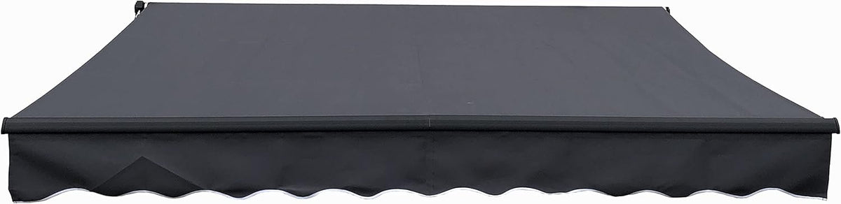 Retractable 16x10 Feet Motorized Black Frame Patio Awning, 100% Polyester Canopy, Blue/White Stripes O763