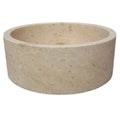 Beige Natural Stone Cylindrical Vessel Sink T286