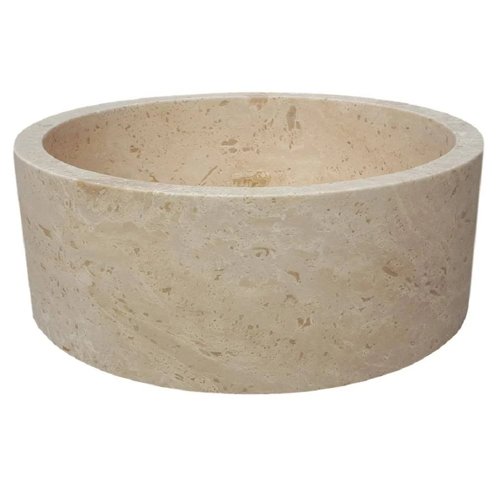 Beige Natural Stone Cylindrical Vessel Sink T286